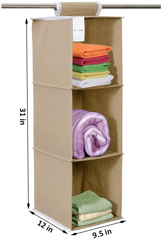 Cloth Organizer - Hanging 3 Shelves Wardrobe Organizer